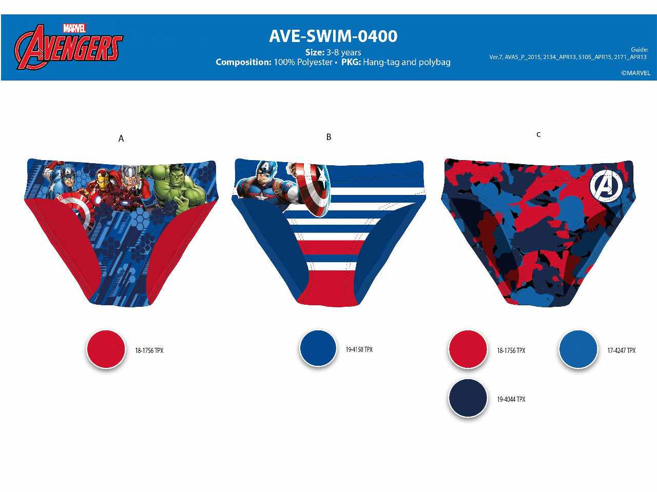 Costume da bagno bimbo slip 3-8 anni avengers
