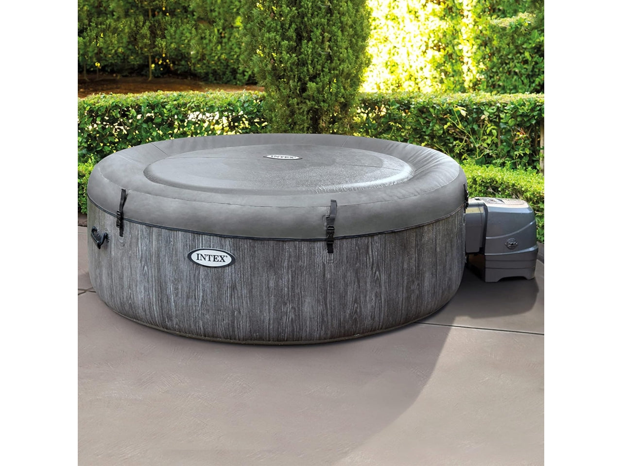 Pure spa greywood deluxe 196x71cm 4 posti con pompa, riscaldatore, sistema purificazione acqua, 2 poggia testa, luce led multi color