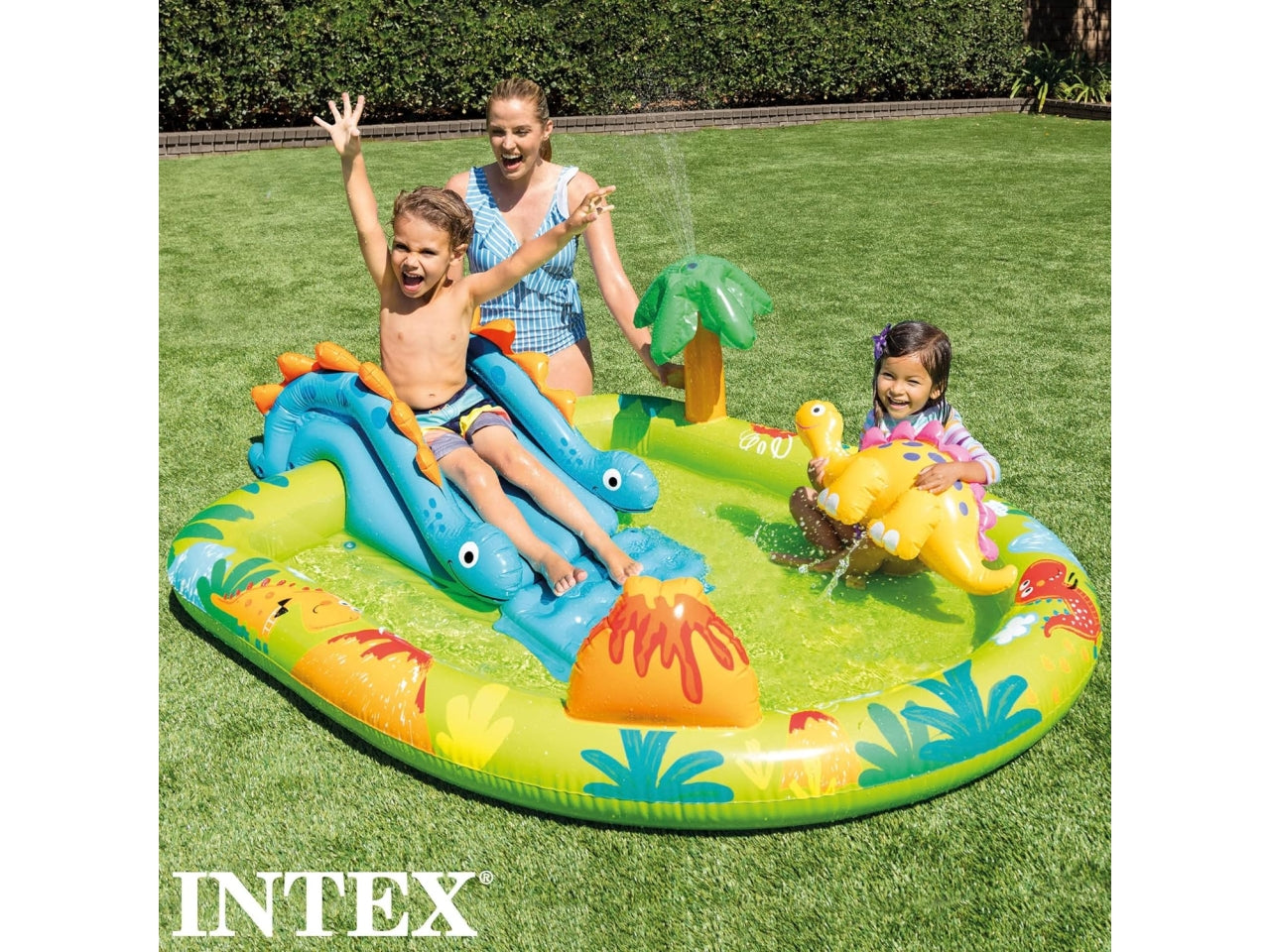Piscina gonfiabile dinosauri multicolor in vinile 191x152x58 cm - Intex