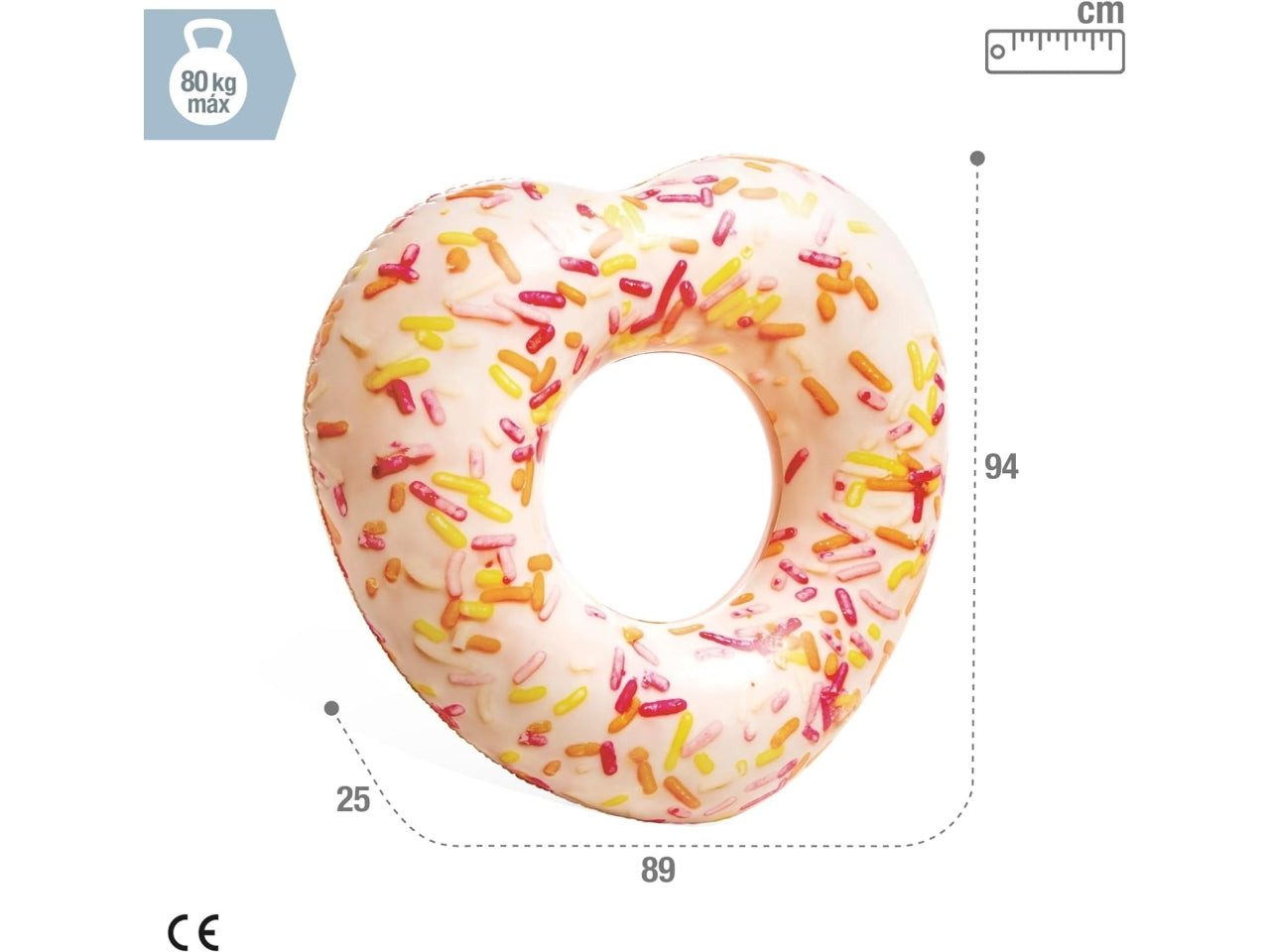 Ciambella gonfiabile donut cuore in vinile multicolor - 104x99x25 cm - Intex