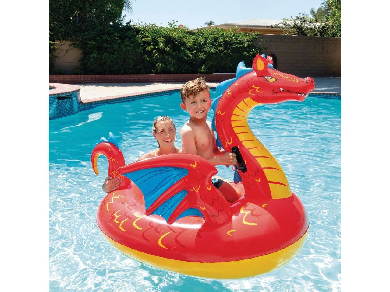 Drago gonfiabile cavalcabile in vinile multicolor carico max 40 kg - 198x173 cm - Intex