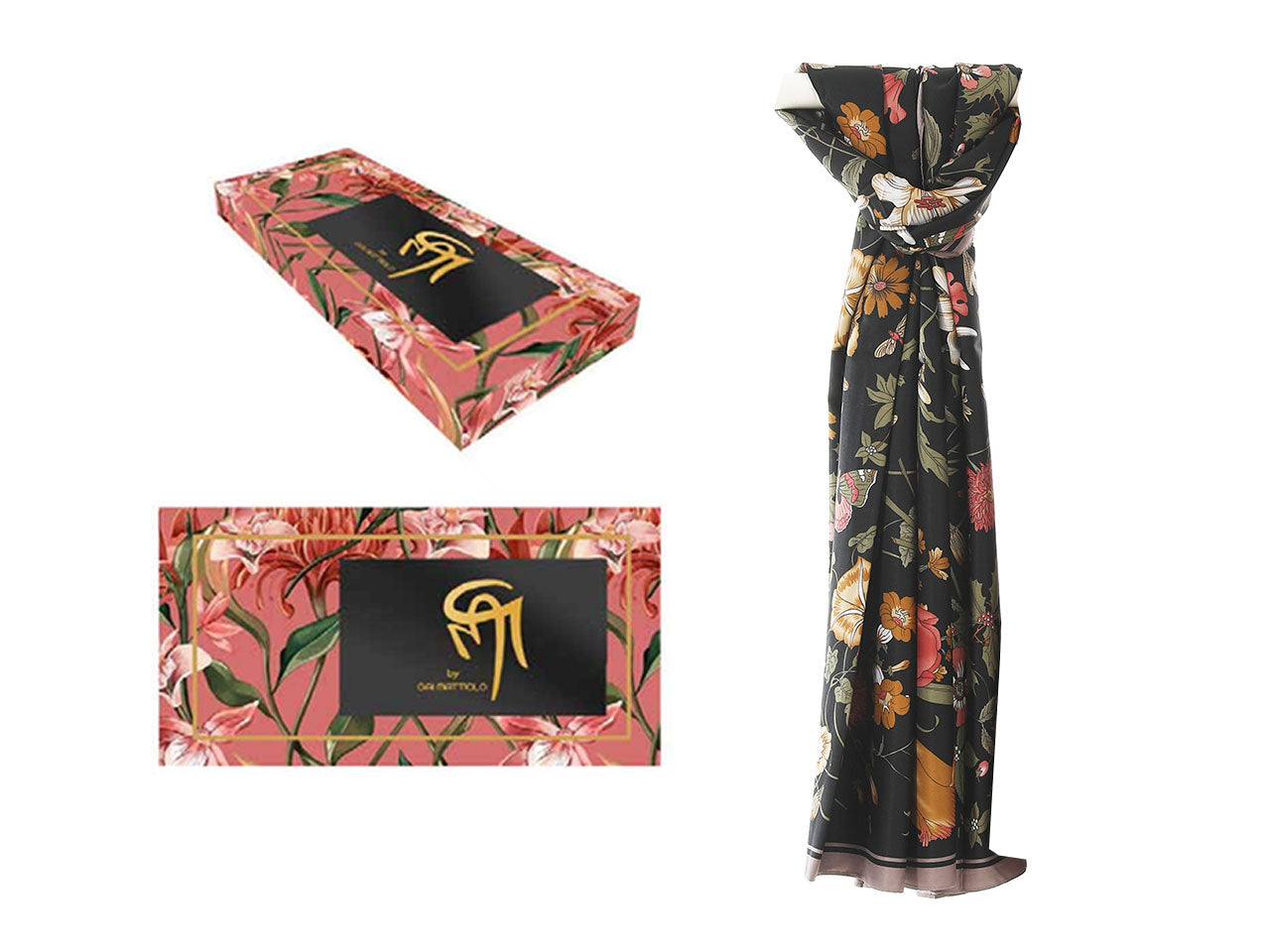 Foulard gai mattiolo 100% seta con box misura 180x90cm