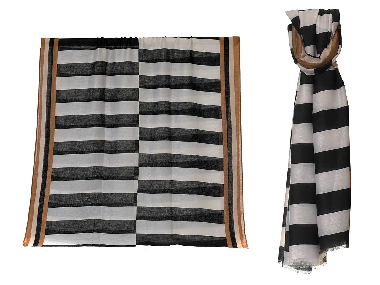 Sciarpa Gai Mattiolo rigata bianco e nero da donna 180x90 cm Gai Mattiolo