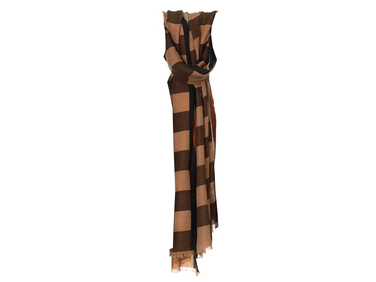 Sciarpa Gai Mattiolo rigata marrone e beige da donna 180x90 cm Gai Mattiolo