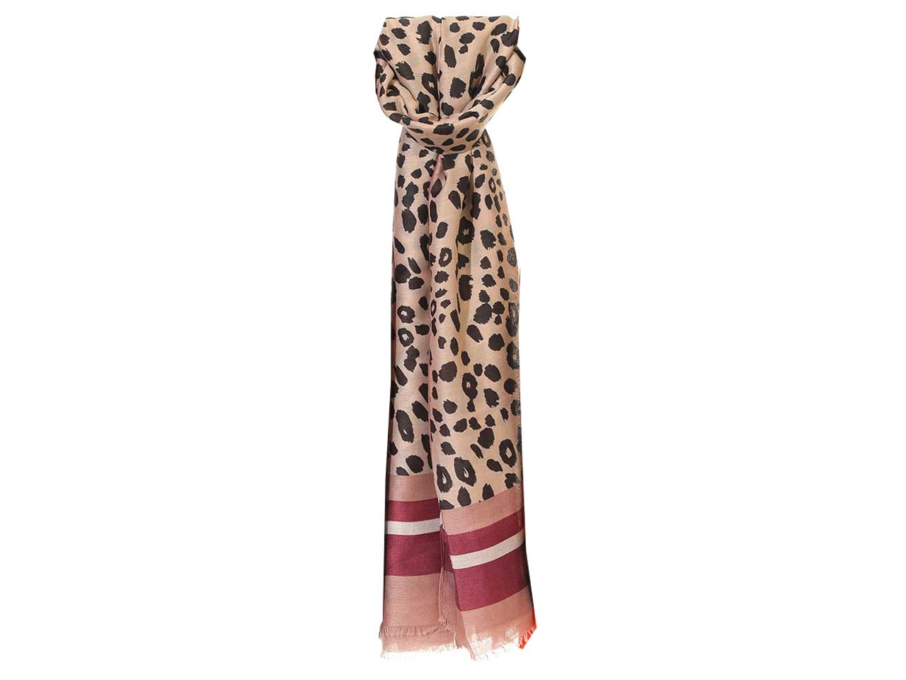 Sciarpa Gai Mattiolo animalier cipria e rosso mattone da donna 180x90 cm Gai Mattiolo