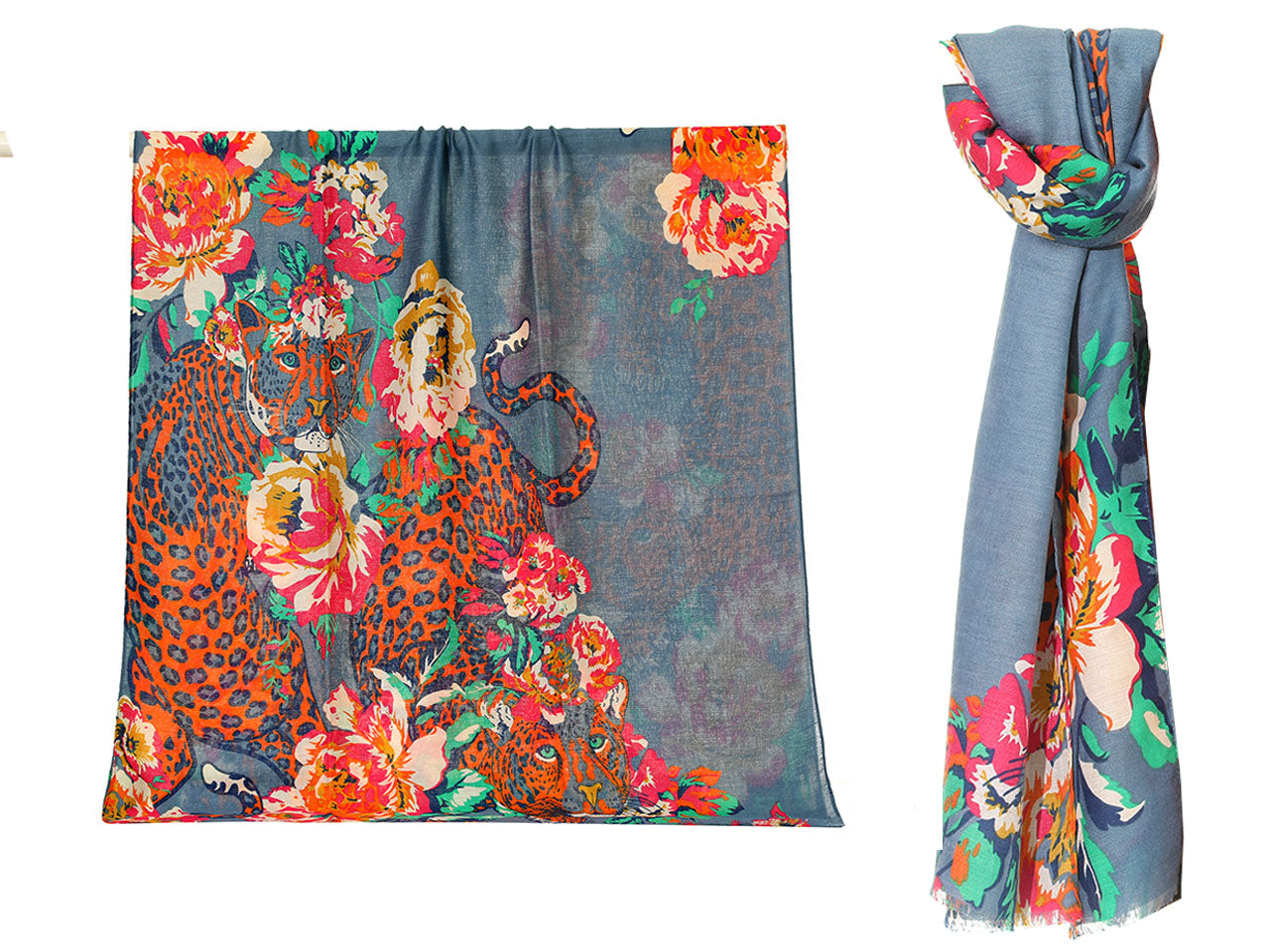 Sciarpa Gai Mattiolo animalier e floreale multicolor da donna 180x90 cm Gai Mattiolo