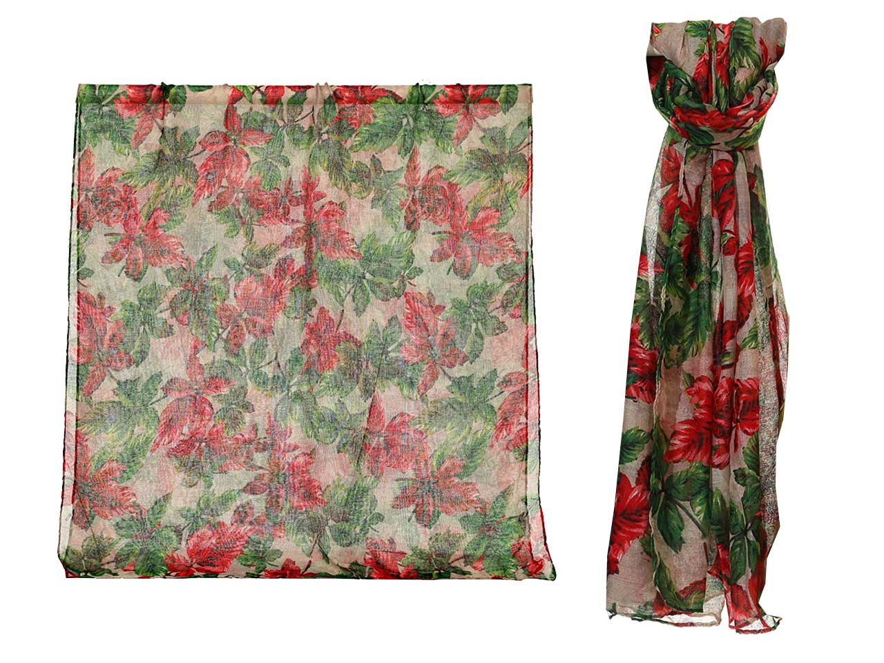 Sciarpa Gai Mattiolo rosso e verde floreale da donna 180x90 cm Gai Mattiolo
