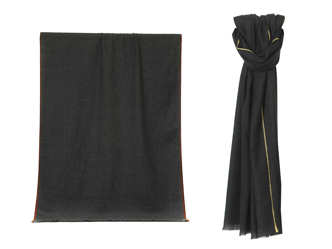 Sciarpa Gai Mattiolo nero con bordo giallo 190x70 cm Gai Mattiolo