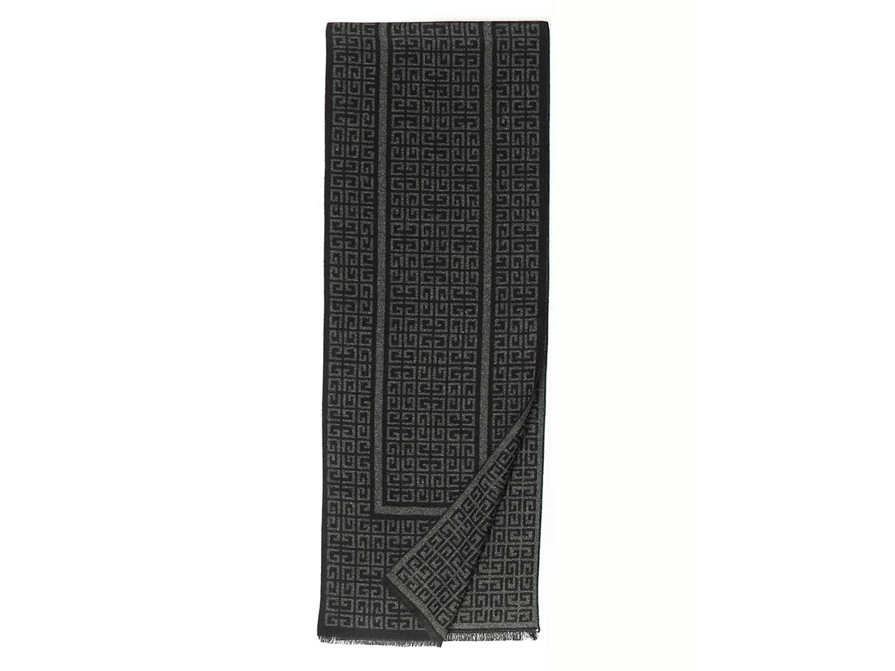 Sciarpa Gai Mattiolo fantasia geometrica grigio e nero da uomo 180x30 cm Gai Mattiolo
