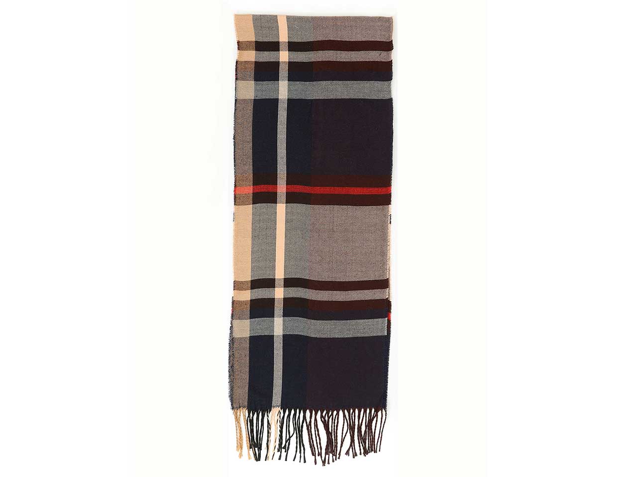 Sciarpa Gai Mattiolo tartan marrone e blu da uomo 175x35 cm Gai Mattiolo