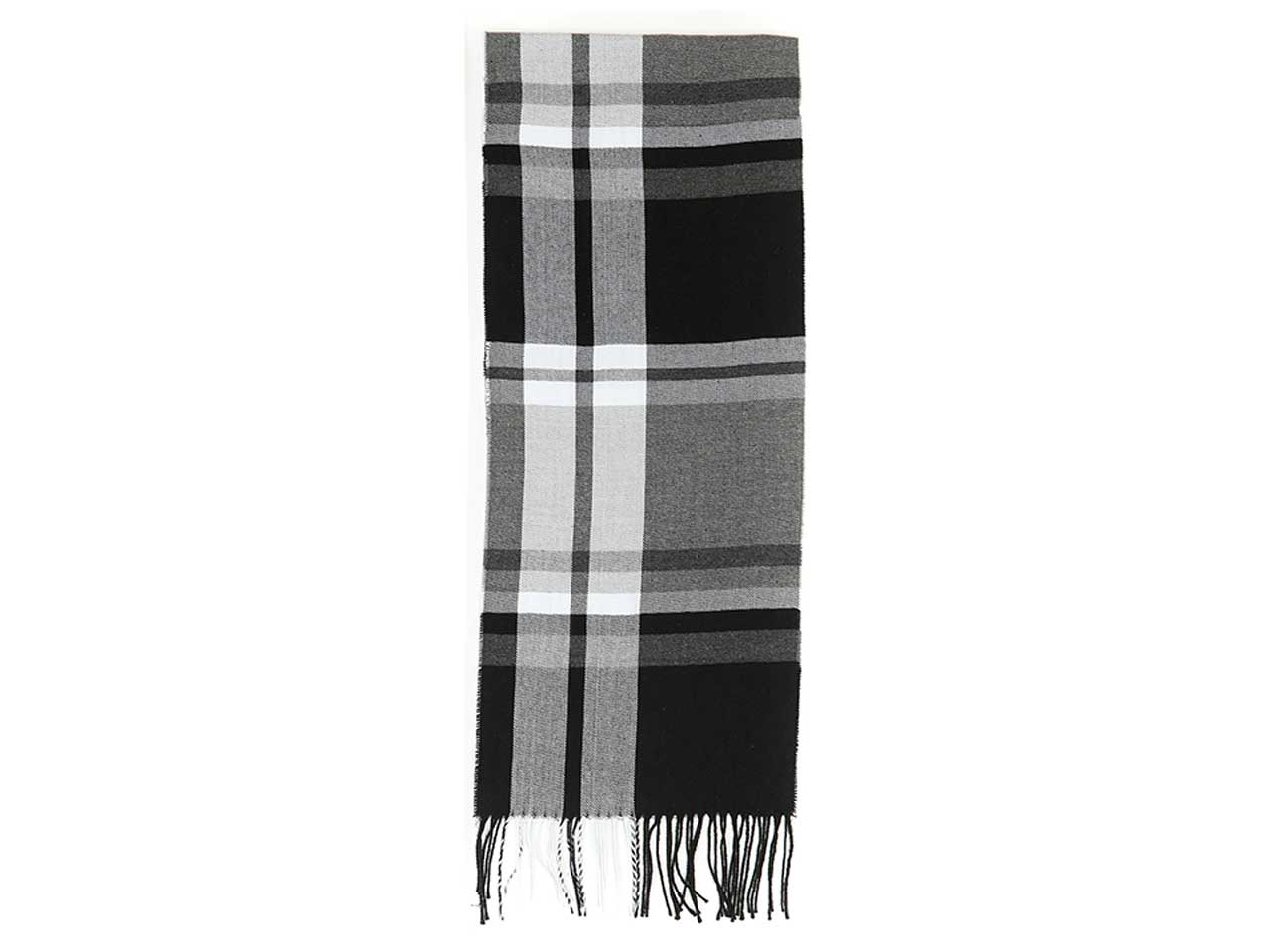 Sciarpa Gai Mattiolo tartan grigio e nero da uomo 175x35 cm Gai Mattiolo