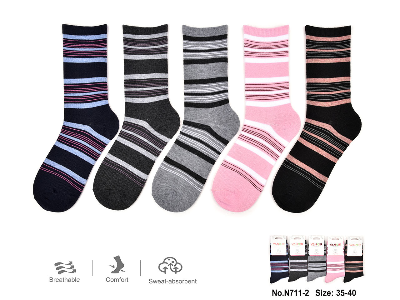 Calze donna fantasia righe taglia 35-40