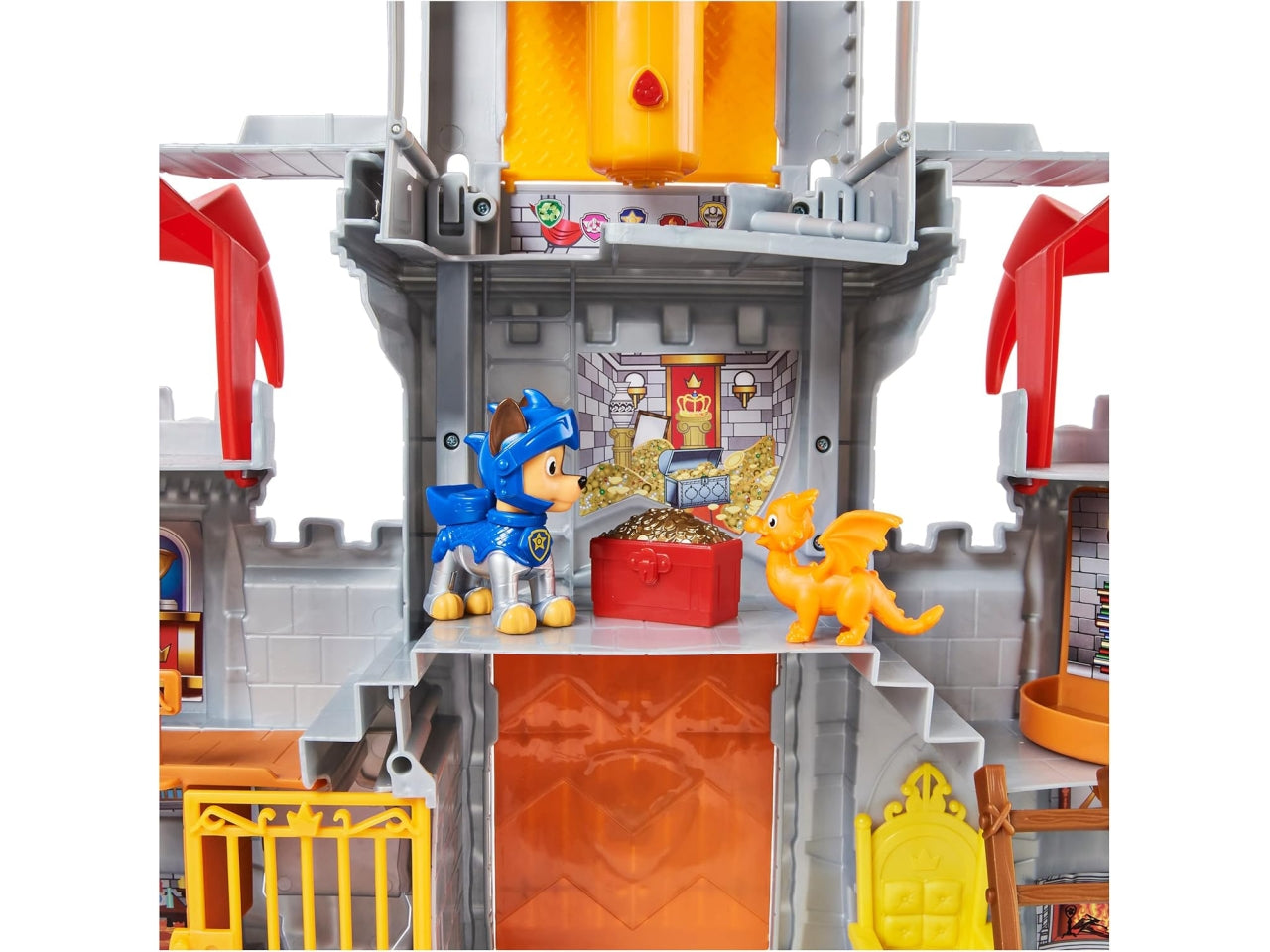 Set da gioco Paw Patrol, Rescue Knights Castle HQ trasformabile da 11 pezzi con Chase e mini personaggi d'azione del drago Draco per bambini dai 3 anni in su | Spin Master