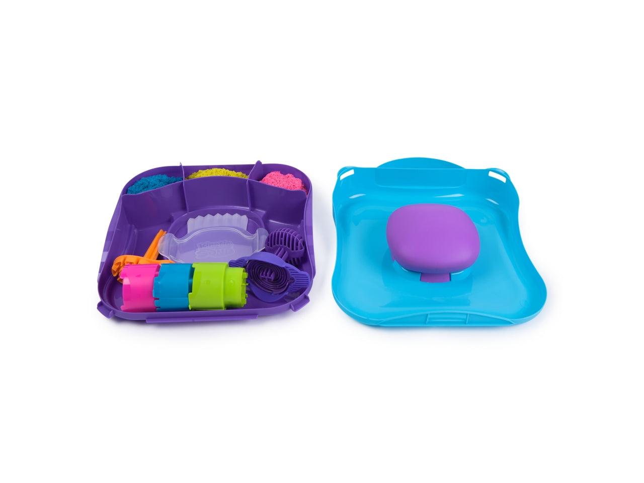 Kinetic sand squish motion, valigetta sensoriale con sabbia e formine, per bambini da 5+ anni - Spin Master