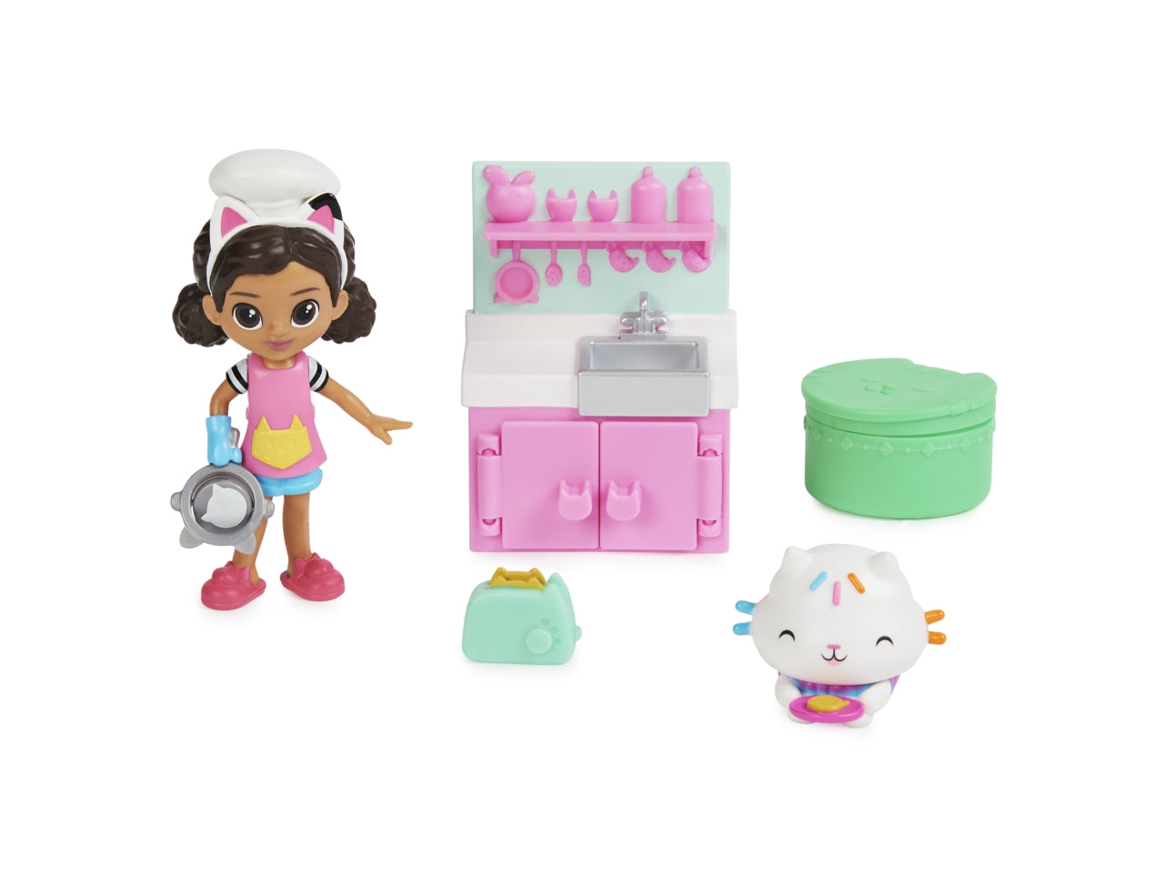 Gabby's Dollhouse set cucina con 2 personaggi e scatola sorpresa per bambine di 3+ anni - Spin Master