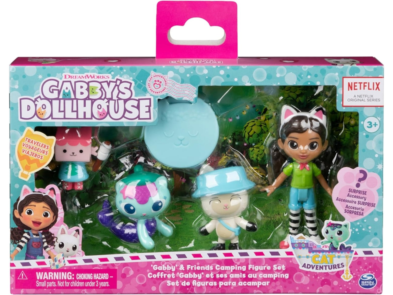 Gabby's Dollhouse, 4 personaggi e scatola sorpresa, versione campeggio, per bambine dai 3+ anni - Spin master