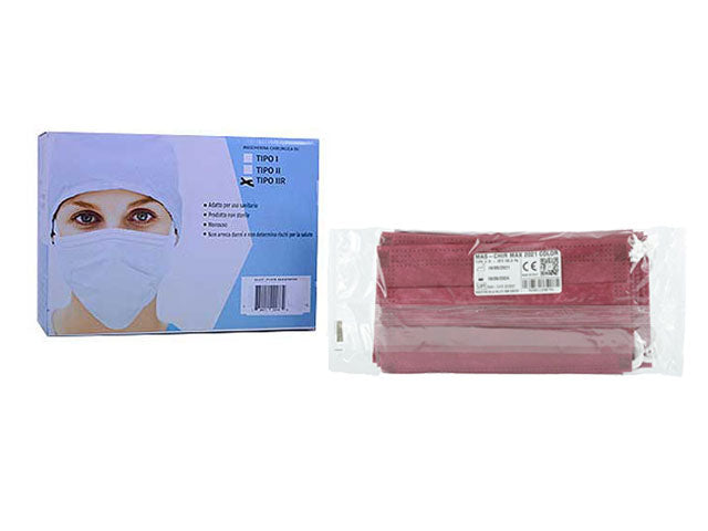 Mascherina chirurgica bordeaux