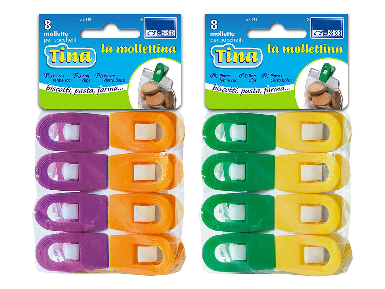 Mollettina tina per sacchetti - la confezione comprende 8 mollette