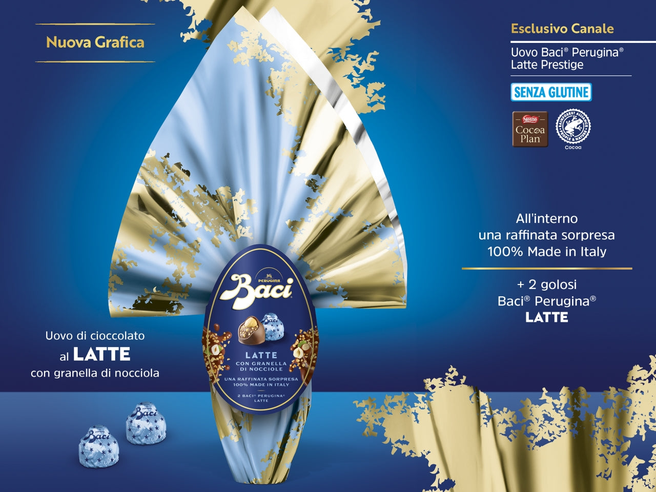 Baci uovo prestige collection al latte con granella alle nocciole 255g