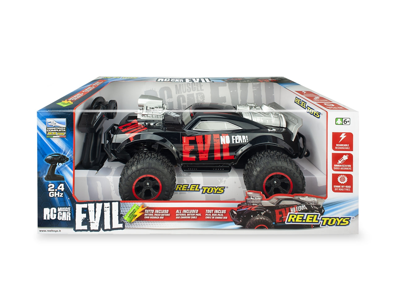 Auto Evil Radiocomandata Nero, Rosso e Grigio Plastica Scala 1:8 Età 6+ | Re.El.Toys