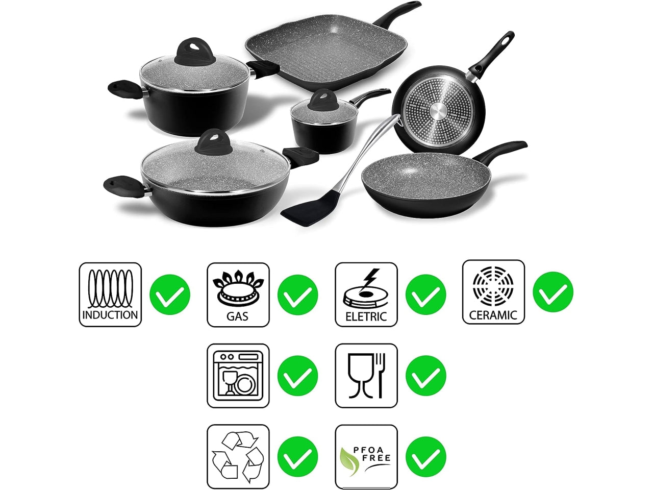 Batteria 10 pezzi stone in black y00agd0398/g