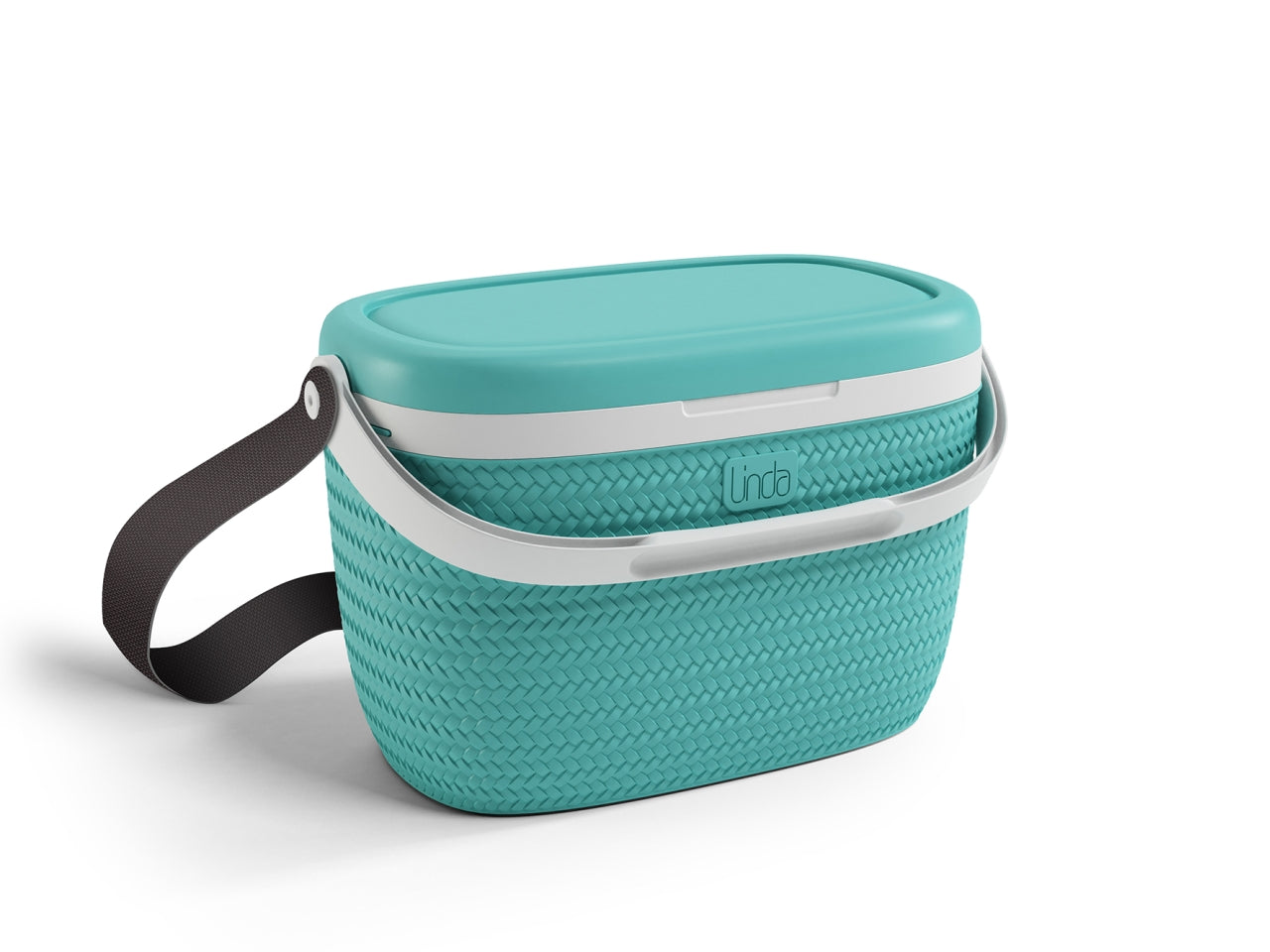 Mini frigo portatile 18 litri in plastica turchese con cinghia, 28x40x25 cm - Adriatic