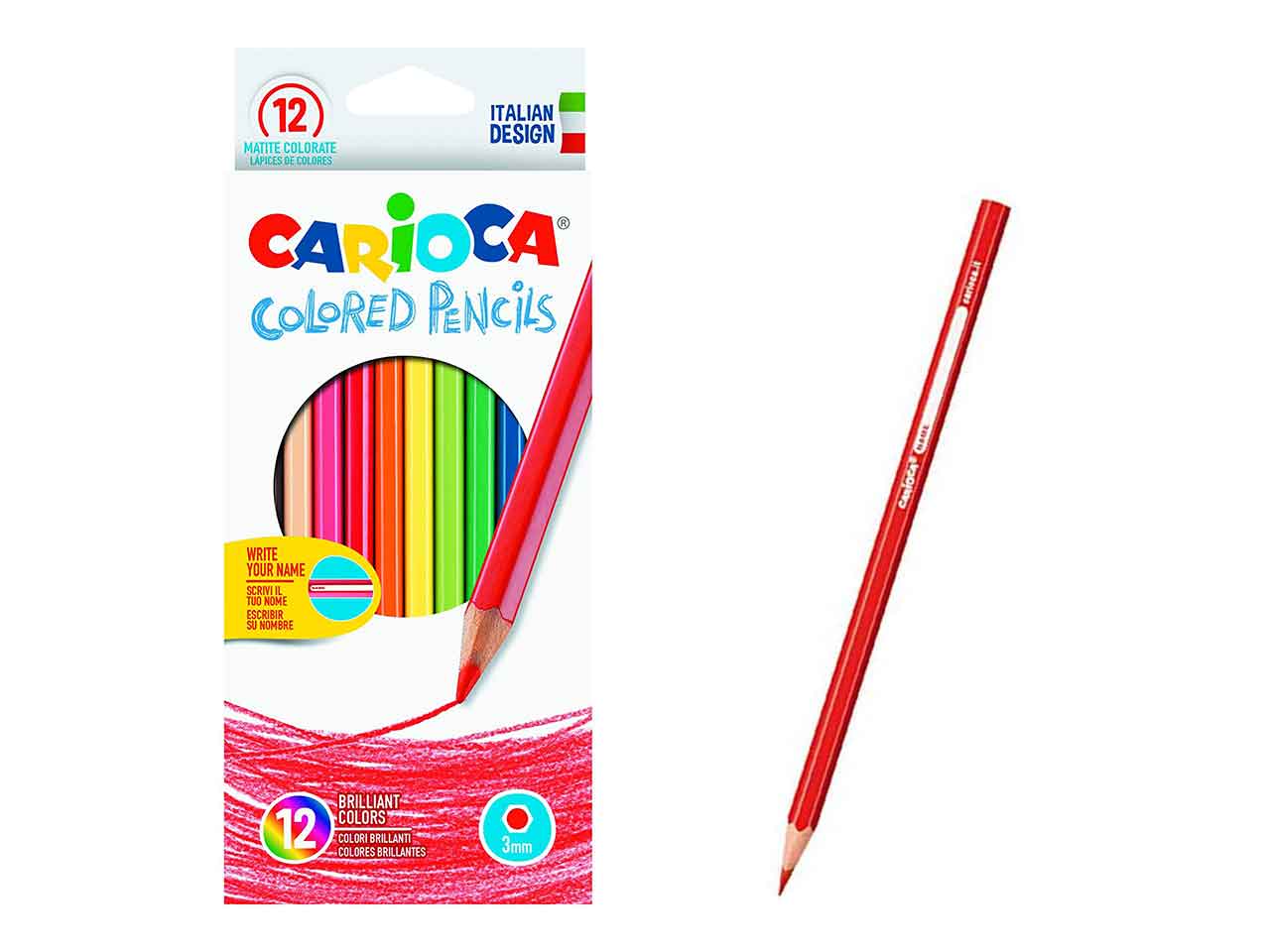 Pastelli esagonali fusto uguale alla mina colori assortiti carioca