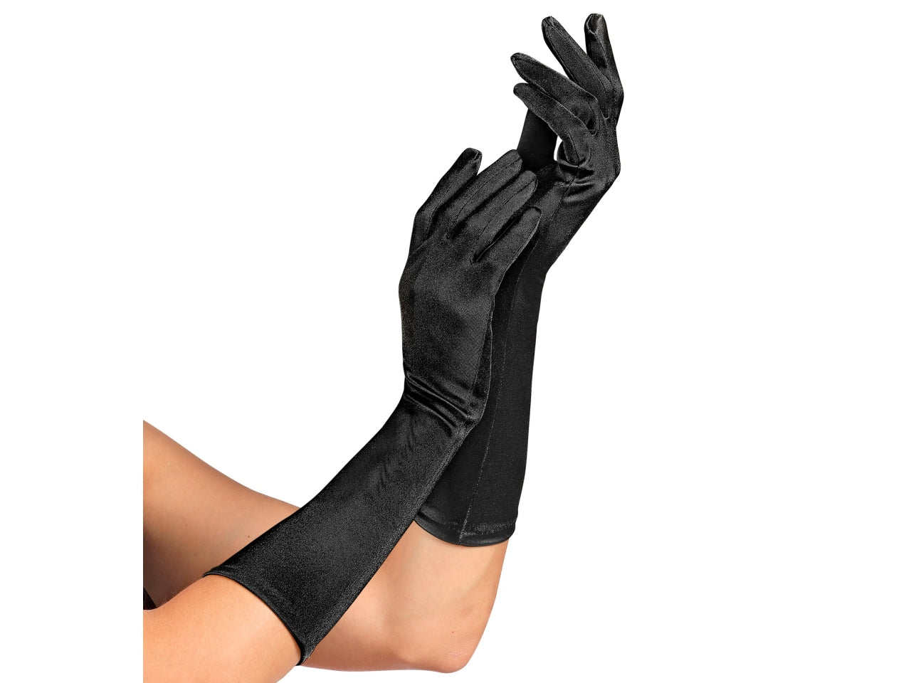 Guanti in raso elastan colore nero misura 40cm
