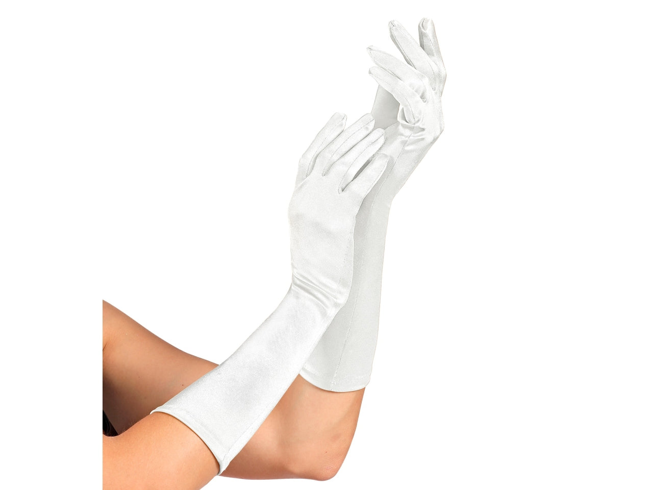 Guanti in raso elastan colore bianco misura 40cm