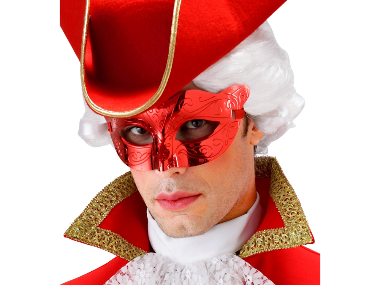 Maschera domini colore ross metallizzato