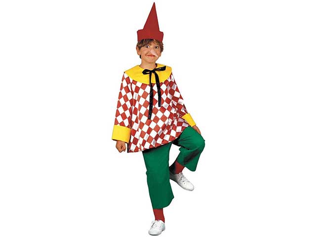 Costume da burattino - il costume comprende casacca, pantaloni, cappello e naso - taglia 5-7 anni