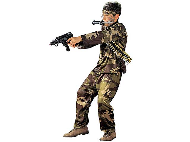 Vestito soldato composto da casacca,pantaloni,cintura,fascia per testa 158 cm 11-13 anni