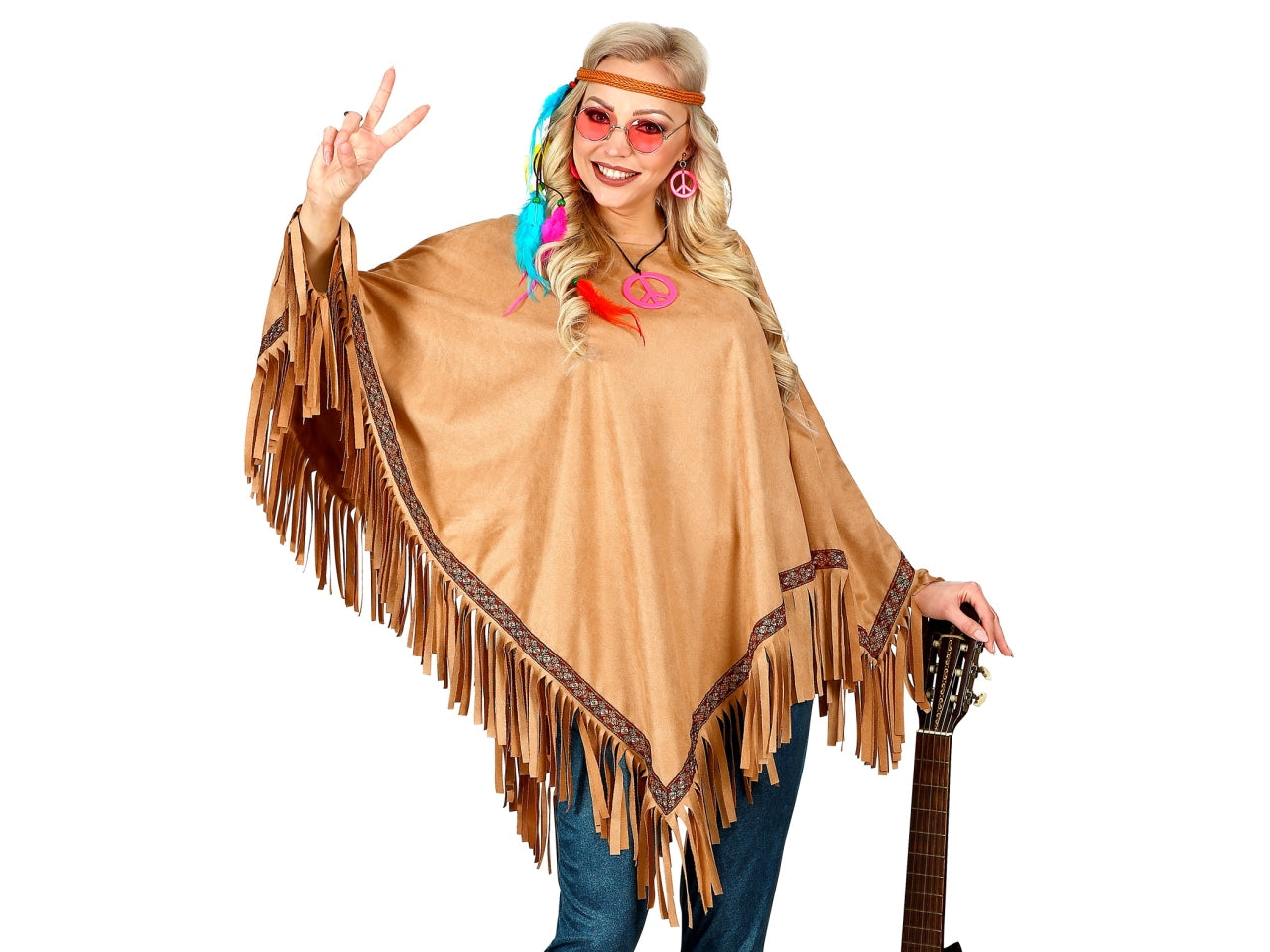 Poncho scamosciato colore marrone