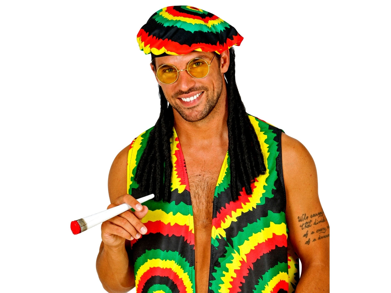 Set rastafari - il set comprende cappello con dreadlocks, occhiali e spinello