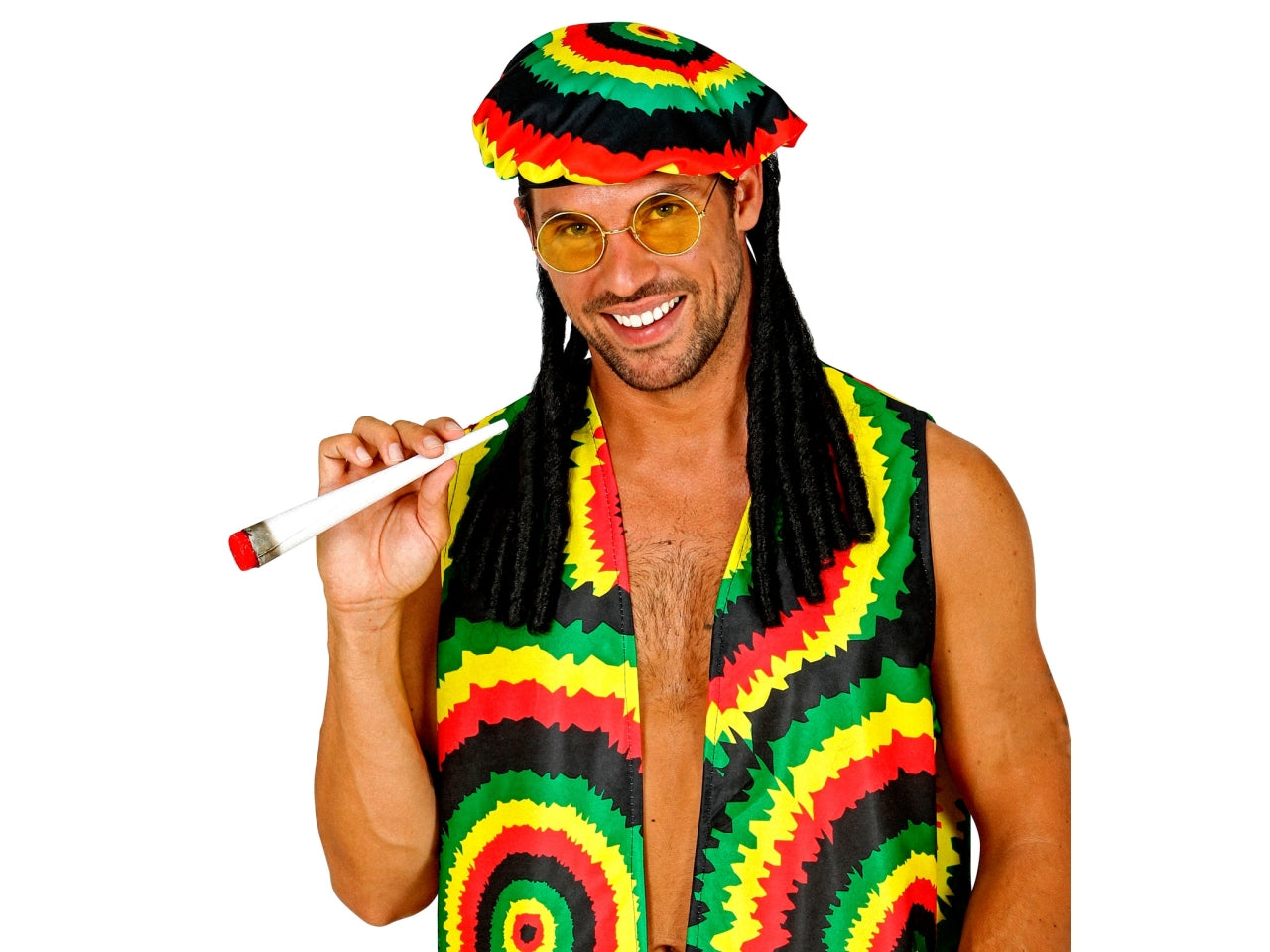 Set rastafari - il set comprende cappello con dreadlocks, occhiali e spinello