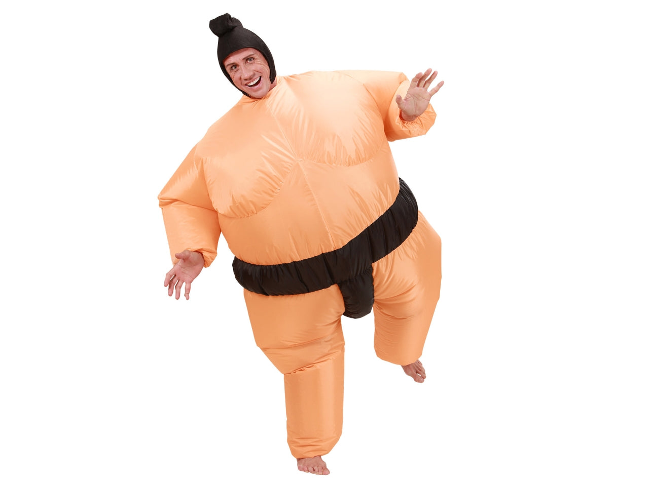 Costume da sumo - il costume comprende costume gonfiabile con ventola e copricapo funzionamento a batteria - 4 batterie aa non incluse - taglia unica adulto