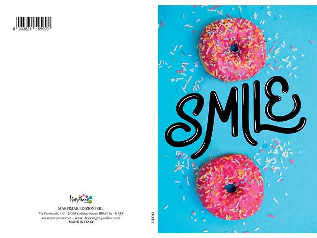 Biglietto sweet con glitter e scritta smile misura 12x18cm