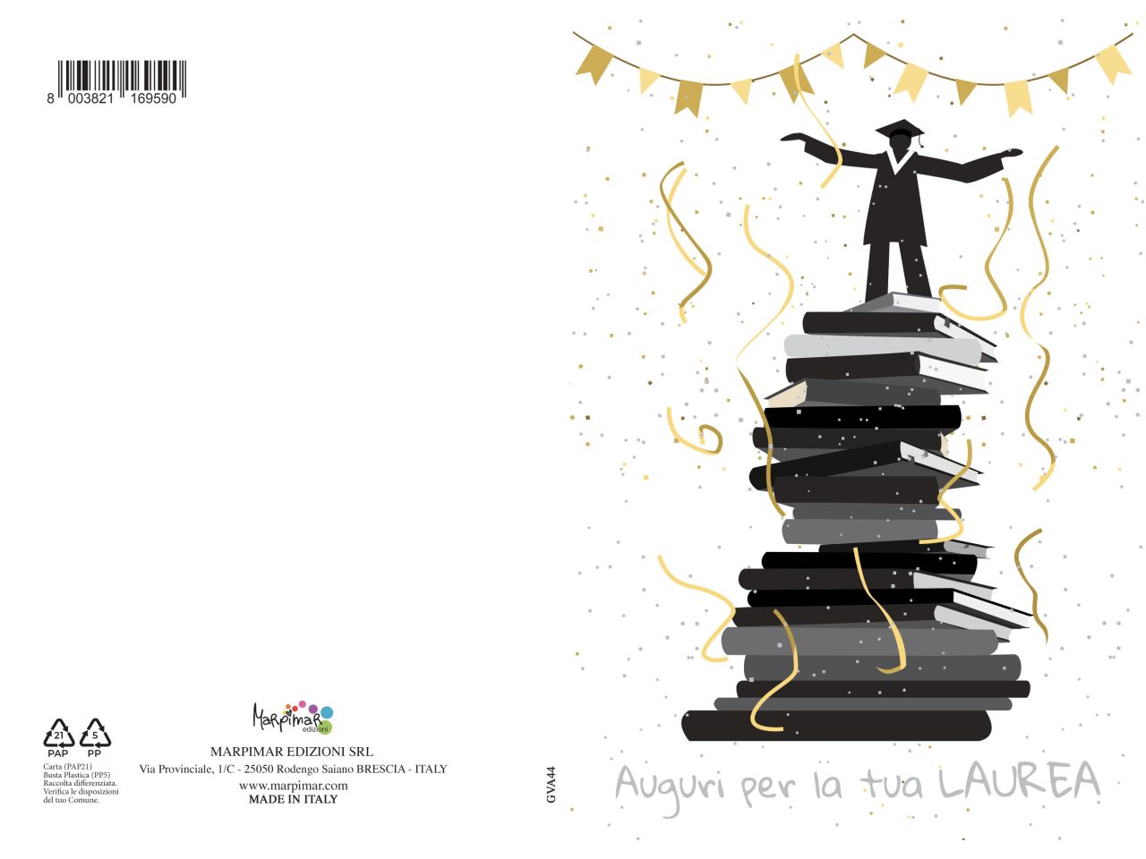 Biglietto auguri per laurea con foil con busta