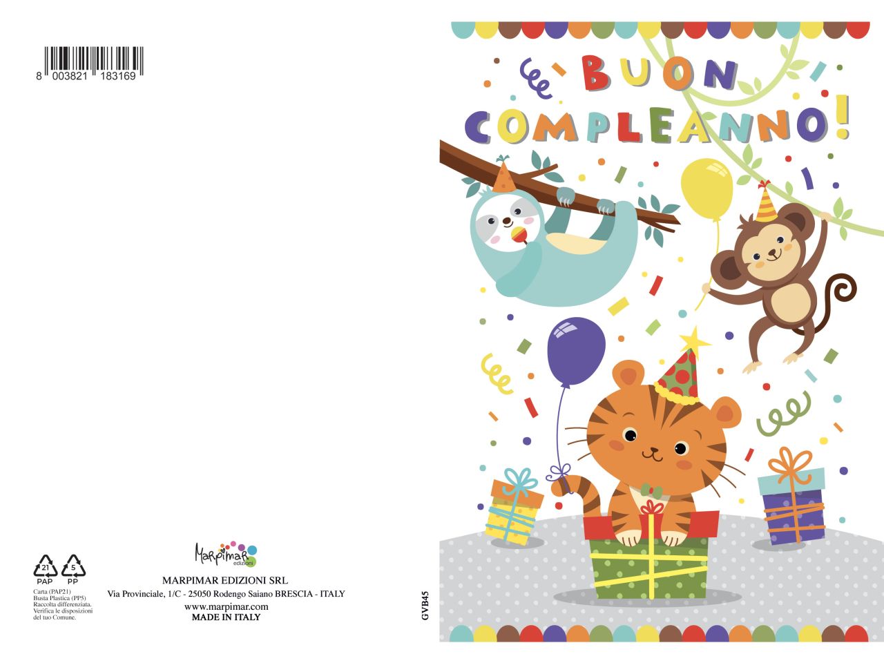 Biglietto per auguri buon compleanno con scritta con glitter e busta