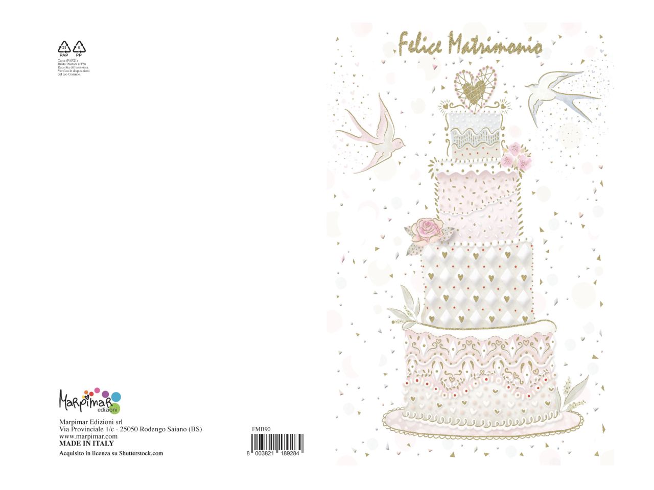 Biglietto auguri medio per matrimonio con busta