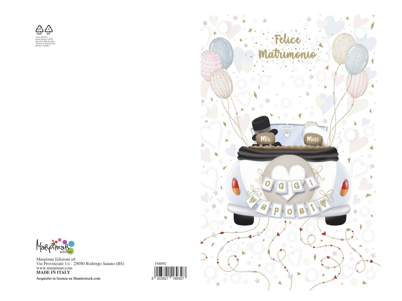 Biglietto auguri medio per matrimonio con busta