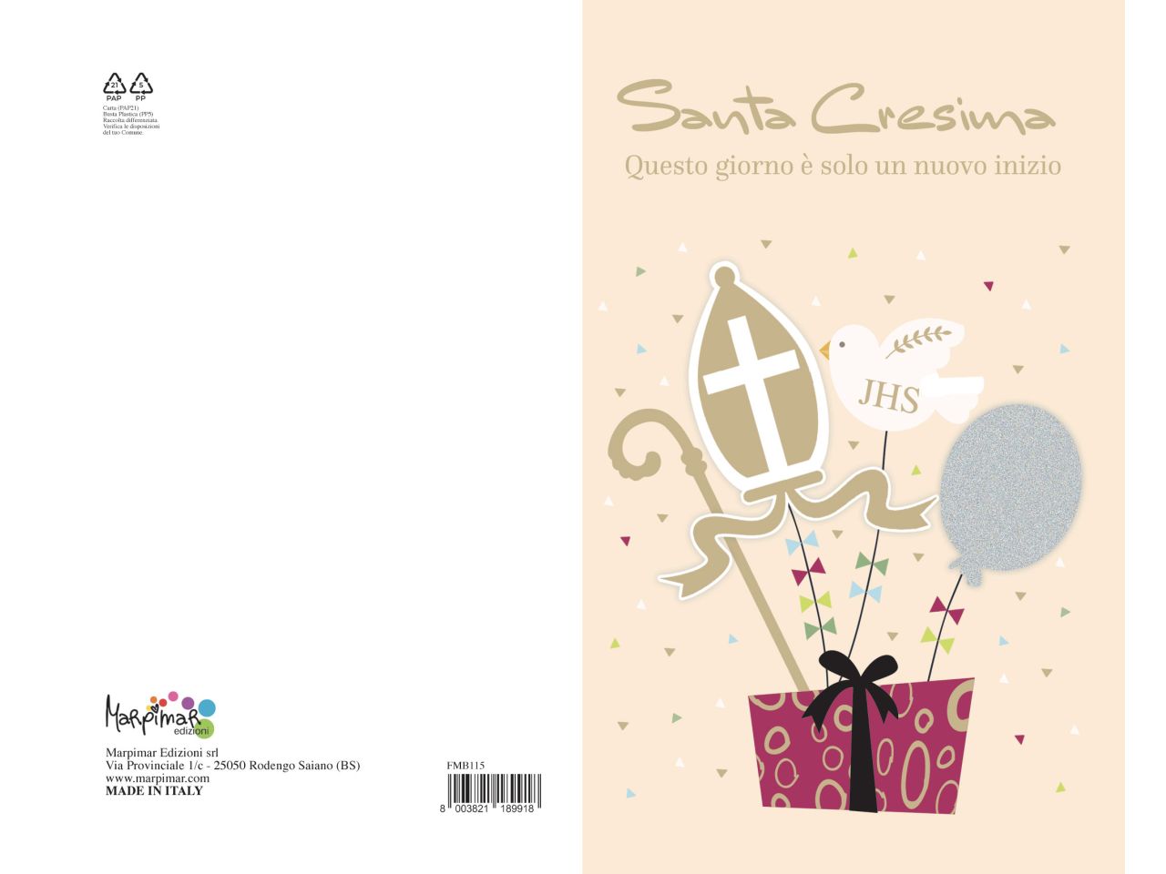 Biglietto auguri medio per cresima con busta