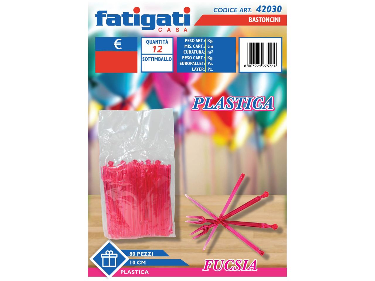 Bastoncini fucsia - confezione da 80 bastoncini