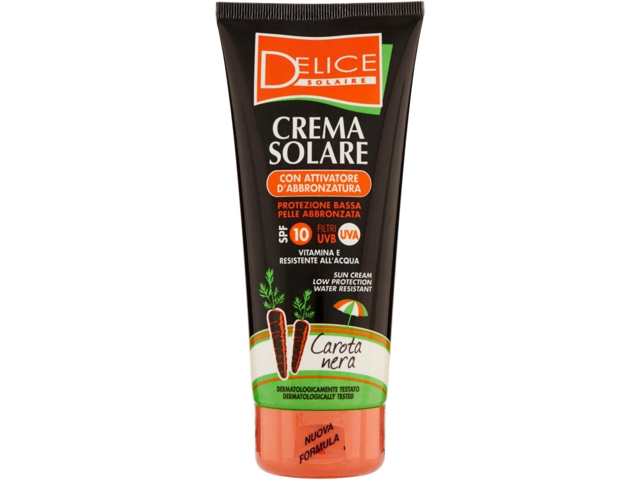 Delice solaire crema solare spf 10 formato da 200ml alla carota nera