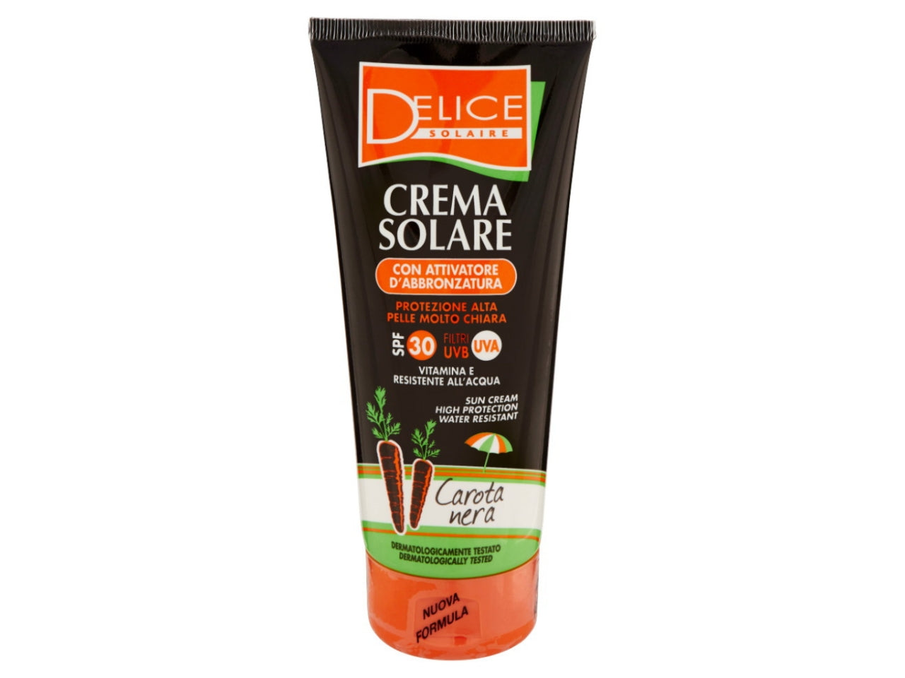 Delice solaire crema solare spf 30 formato da 200ml alla carota nera