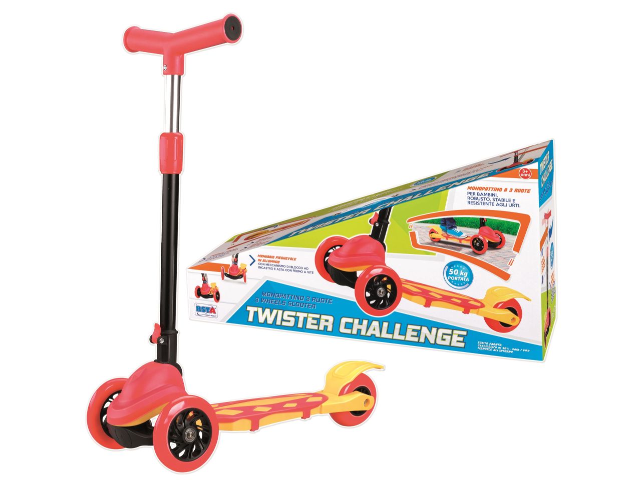 Monopattino 3 ruote twister challenger portata max 50kg