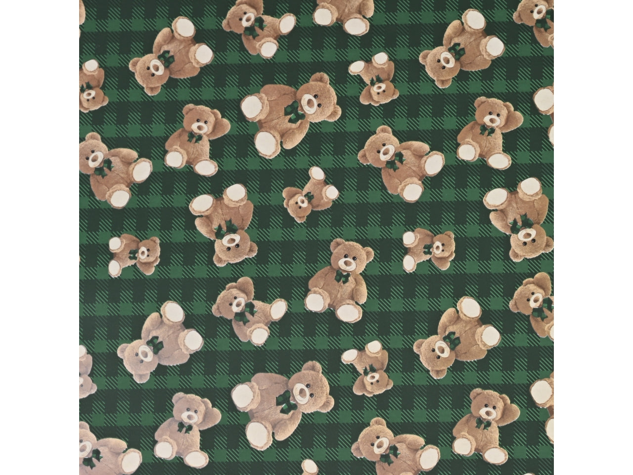 Rotolo carta da regalo natalizia tartan con orsetti peluche verde 100cmx10mt - Star