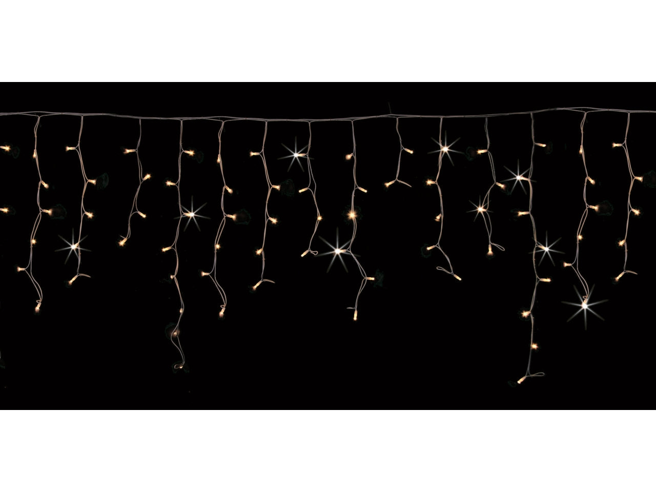 Tenda lucciolona sfalsata 160 led bianco caldo, con 32 flash, cavo bianco , prolungabile fino a 8 set, uso esterno