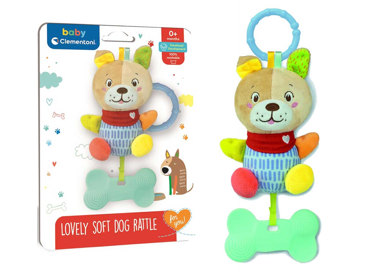 Baby clementoni dog rattle
