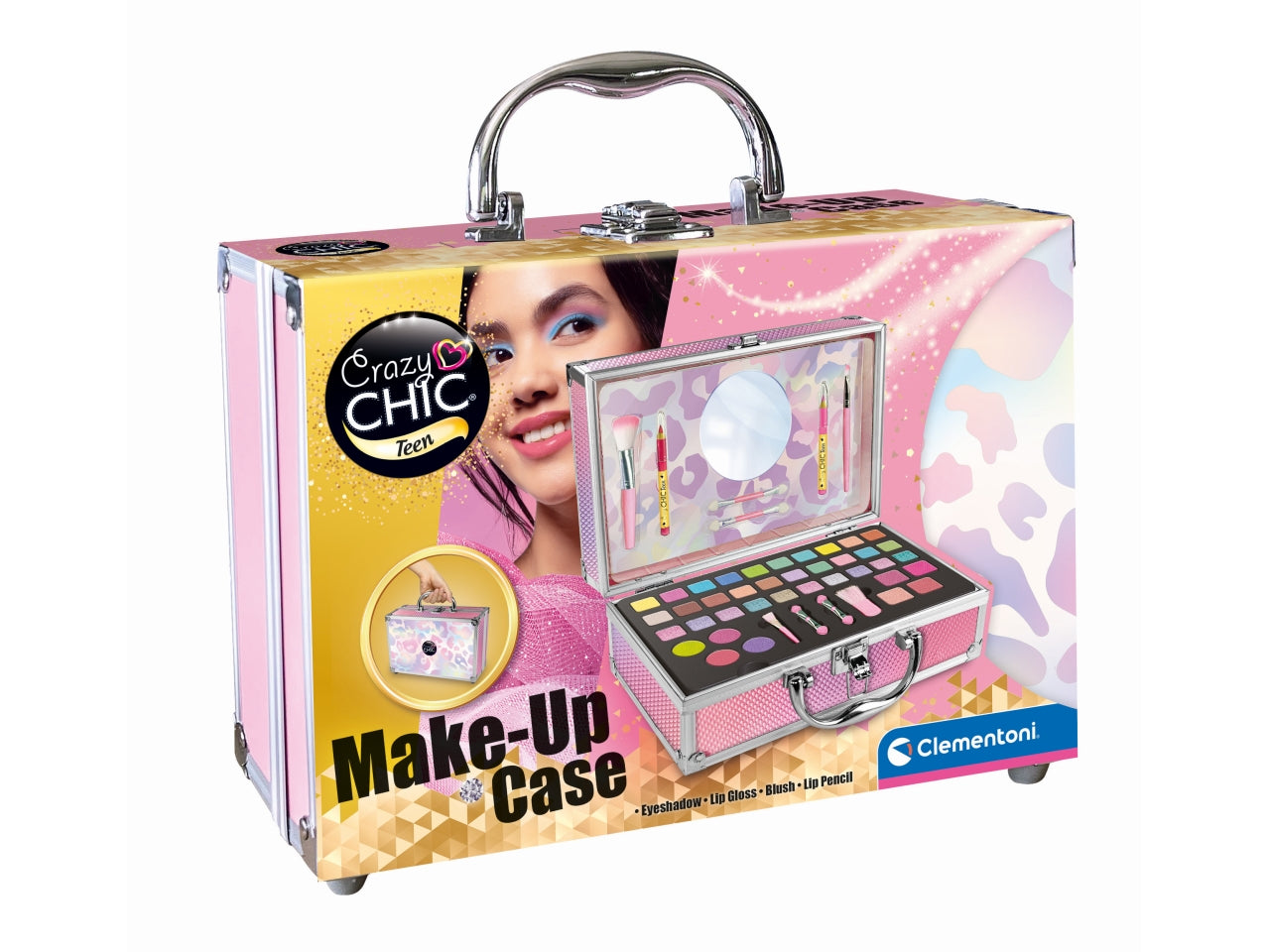 Valigetta Make Up giocattolo Crazy Chic: Il Set Completo per Giovani Make Up Artist, età consigliata: + 9 anni - Clementoni